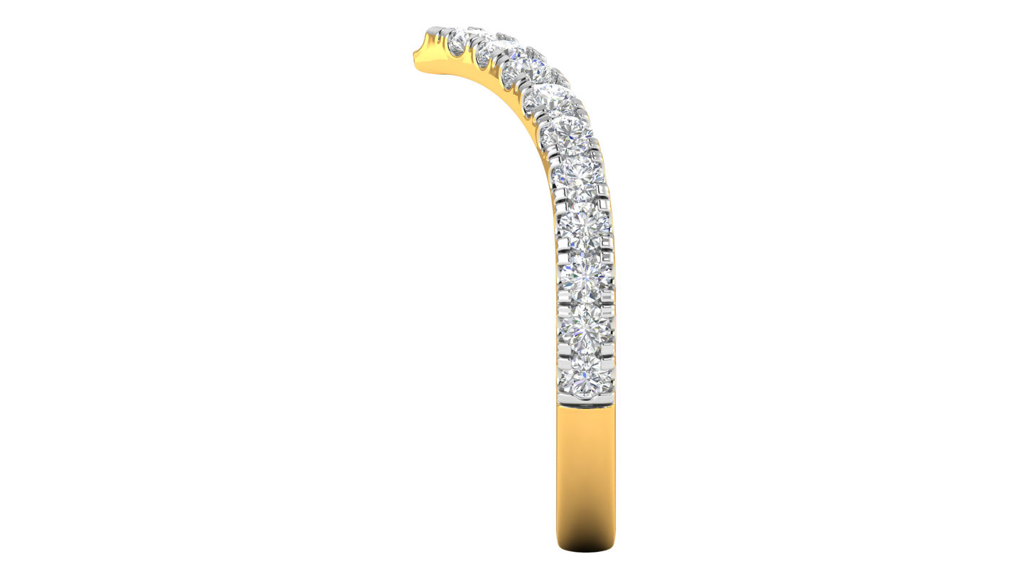 0.63 Ctw Elegant Diamond Chevron Ring Set In 14K Yellow Gold