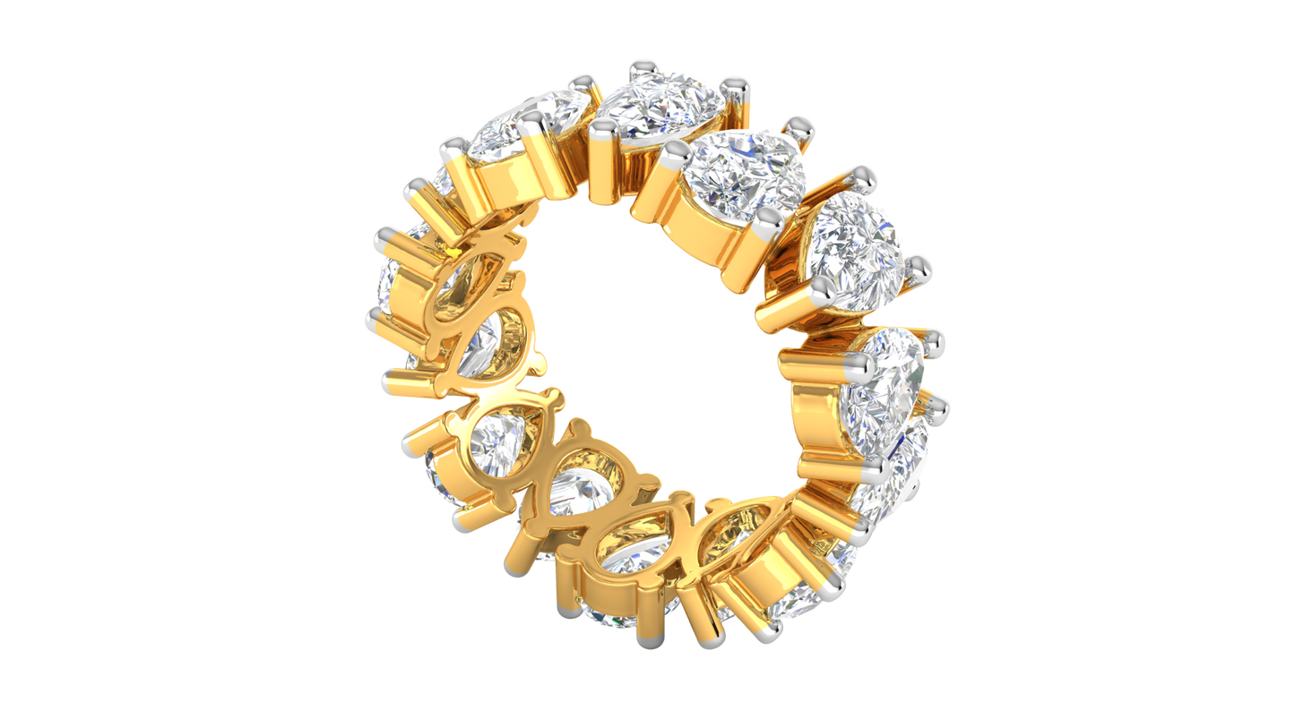 7.00 Ctw Pear Cut Diamond Eternity Band Set In 14K Yellow Gold