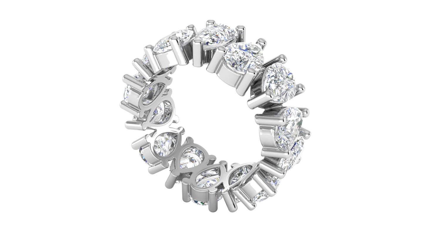 7.00 Ctw Pear Cut Diamond Eternity Band Set In 14K White Gold