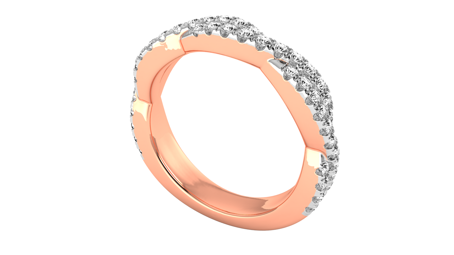 0.68 Ctw Sparkling Infinity Diamond Ring Set In 14K Rose Gold