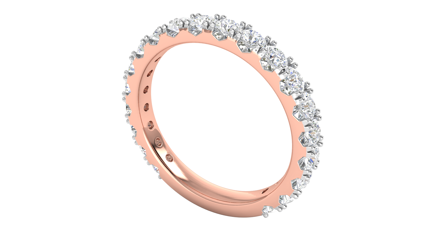 1.20 Ctw Timeless 4 Prong Wedding Band Set In 14K Rose Gold
