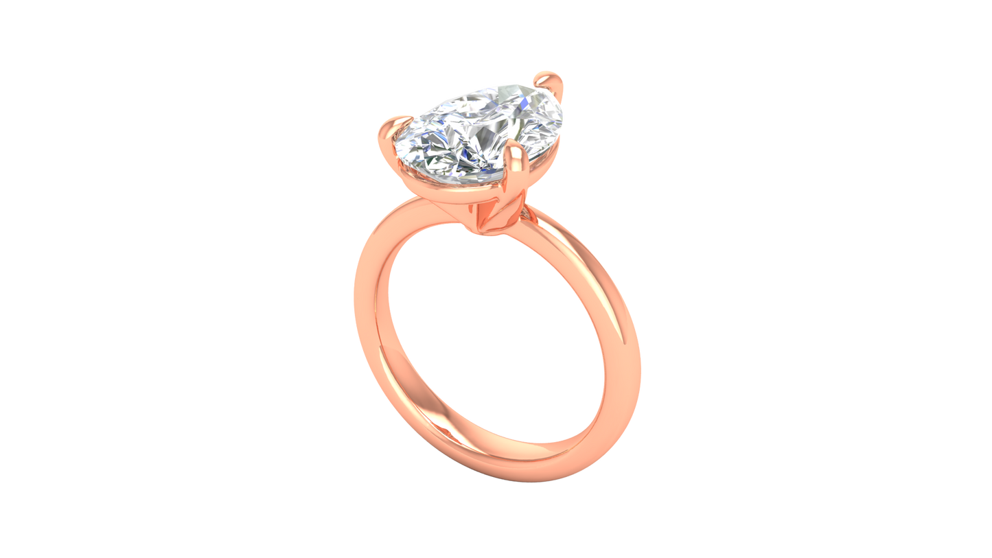 4.00 Ctw Pear Cut Solitaire Engagement Ring Set In 14K Rose Gold