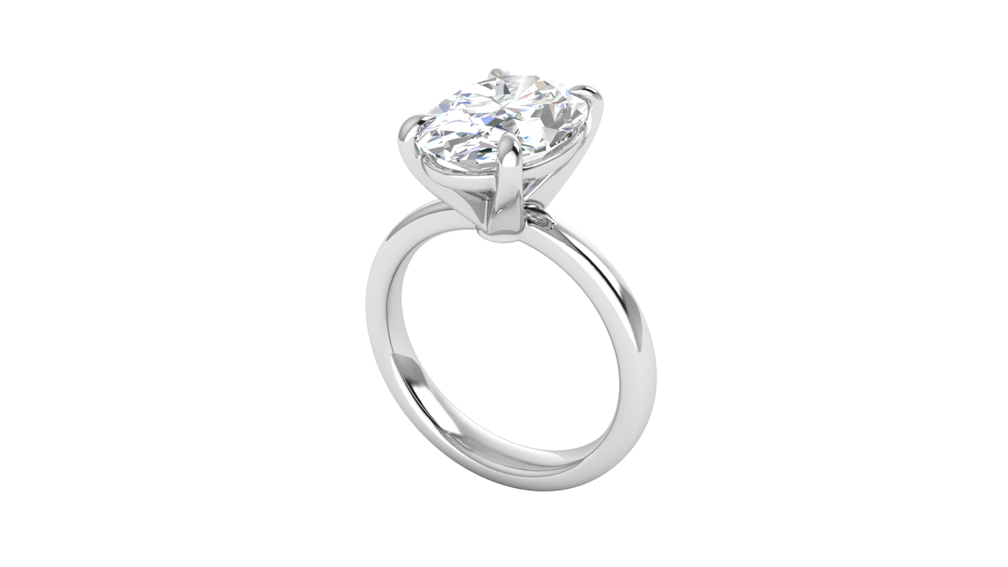 4.00 Ctw Oval Cut Solitaire Engagement Ring Set In 14k White Gold