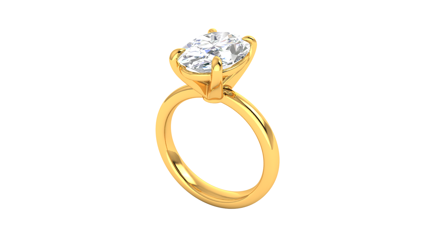 4.00 Ctw Oval Cut Solitaire Engagement Ring Set In 14k Yellow Gold
