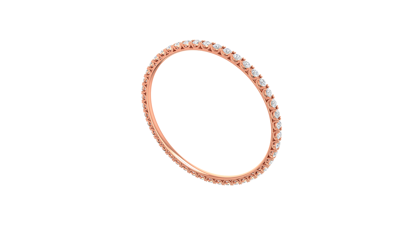 17.10 Ctw Round Cut Diamond Bangle | Shared Prong Diamond Bangle Set In Luxury 14K Rose Gold