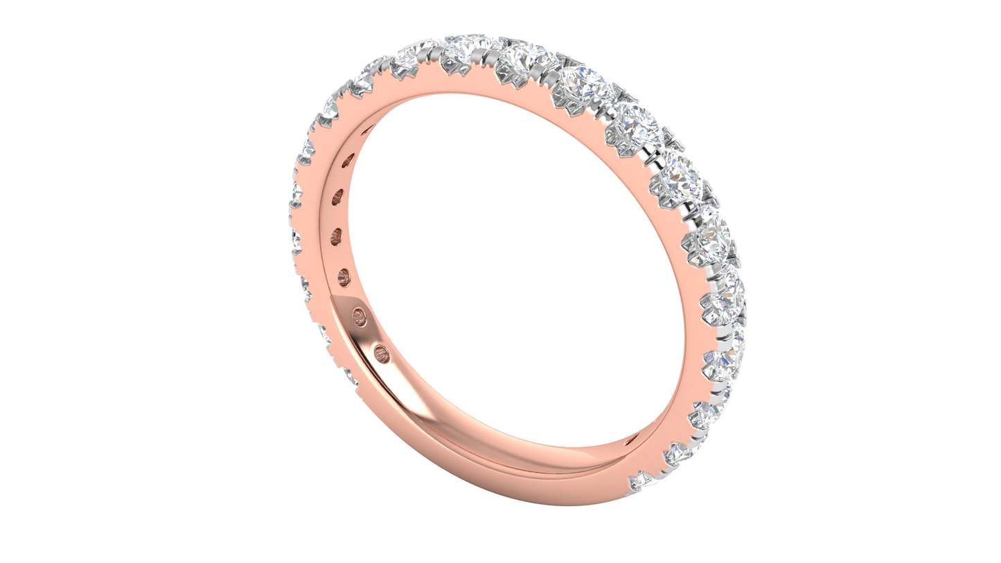 0.90 Ctw Timeless 4 Prong Wedding Band Set In 14K Rose Gold