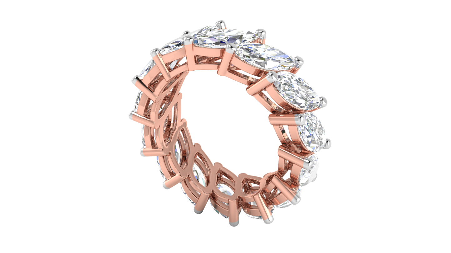 7.00 Ctw Marquise Cut Diamond Eternity Band Set In 14K Rose Gold