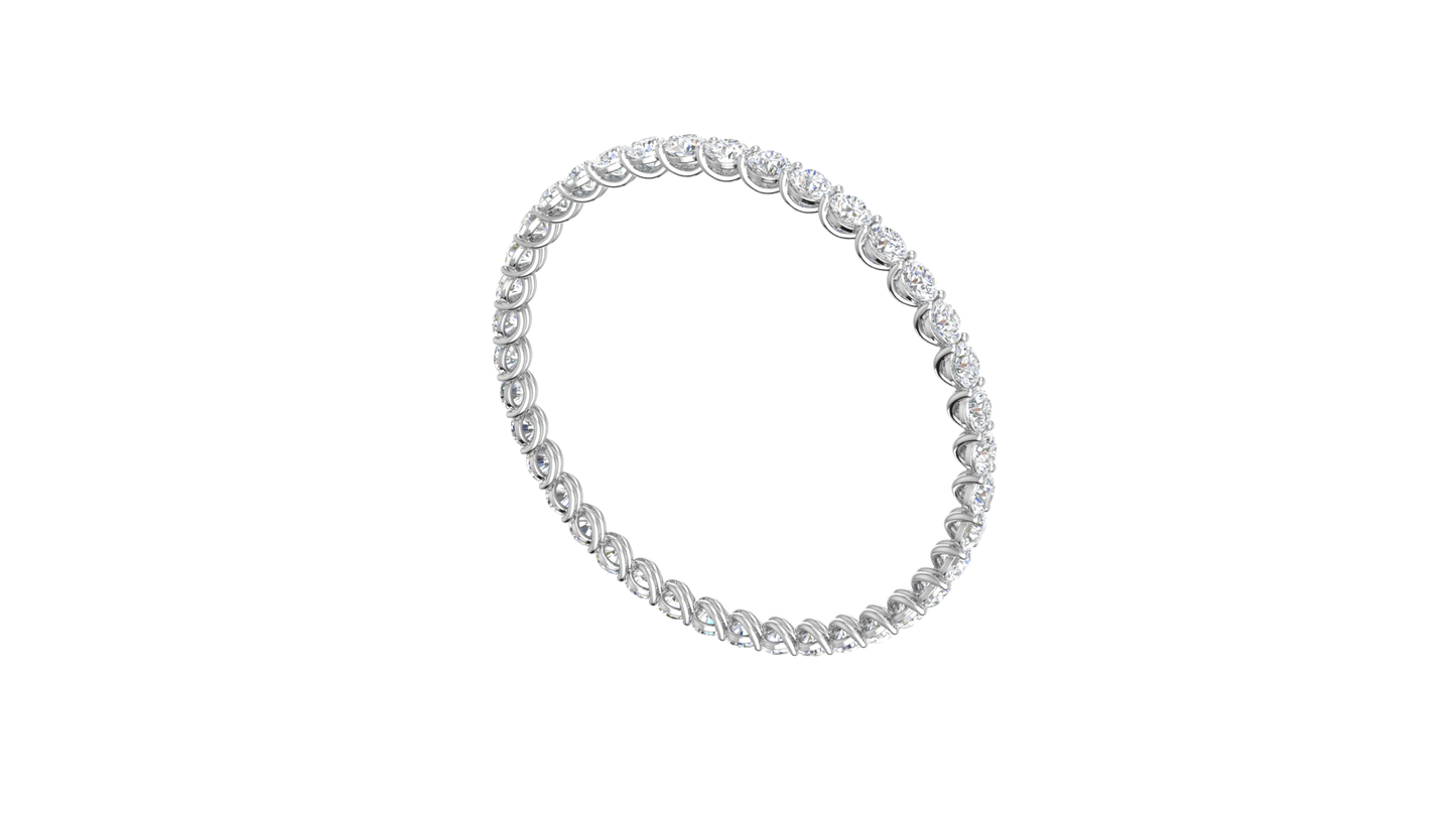 39.00 Ctw Round Cut Diamond Bangle | Twisted Eternity Diamond Bangle Set In Luxury 14K White Gold