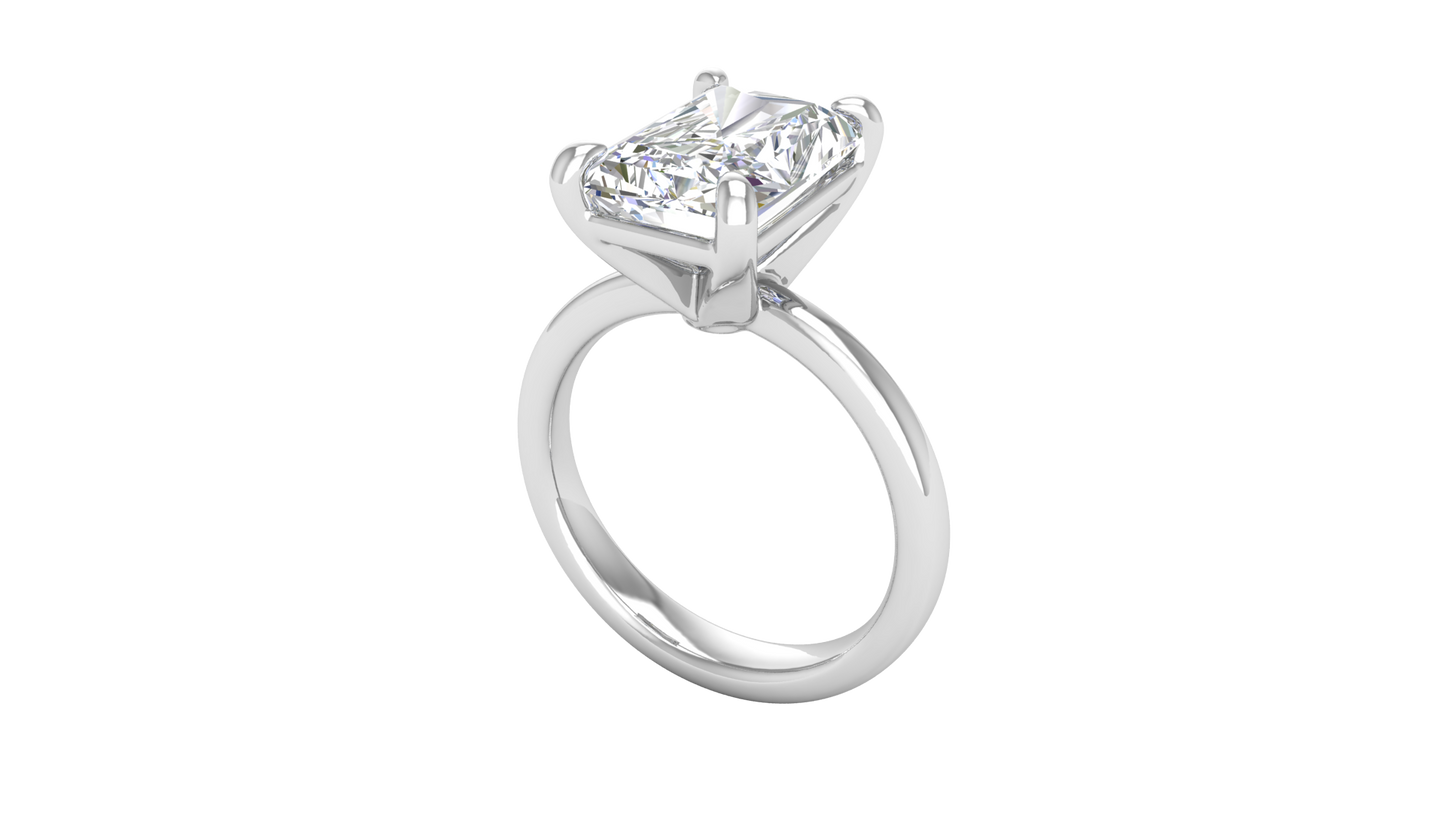 4.00 Ctw Radiant Cut Solitaire Engagement Ring Set In 14K White Gold