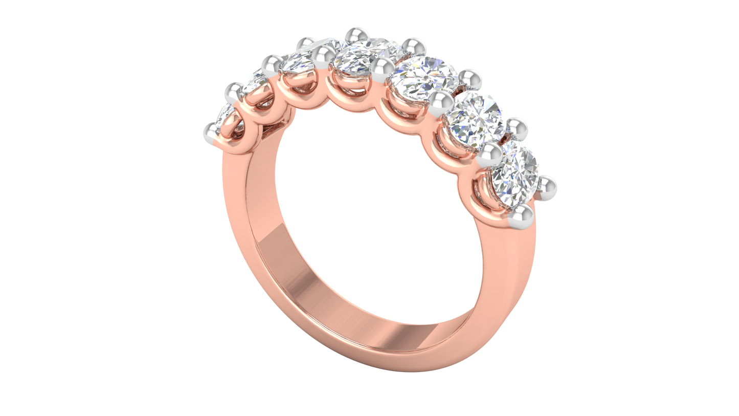 2.10 Ctw Luxurious Oval Cut Seven Stone Wedding Band With U-Shape Prong Setting In 14K Rose Gold