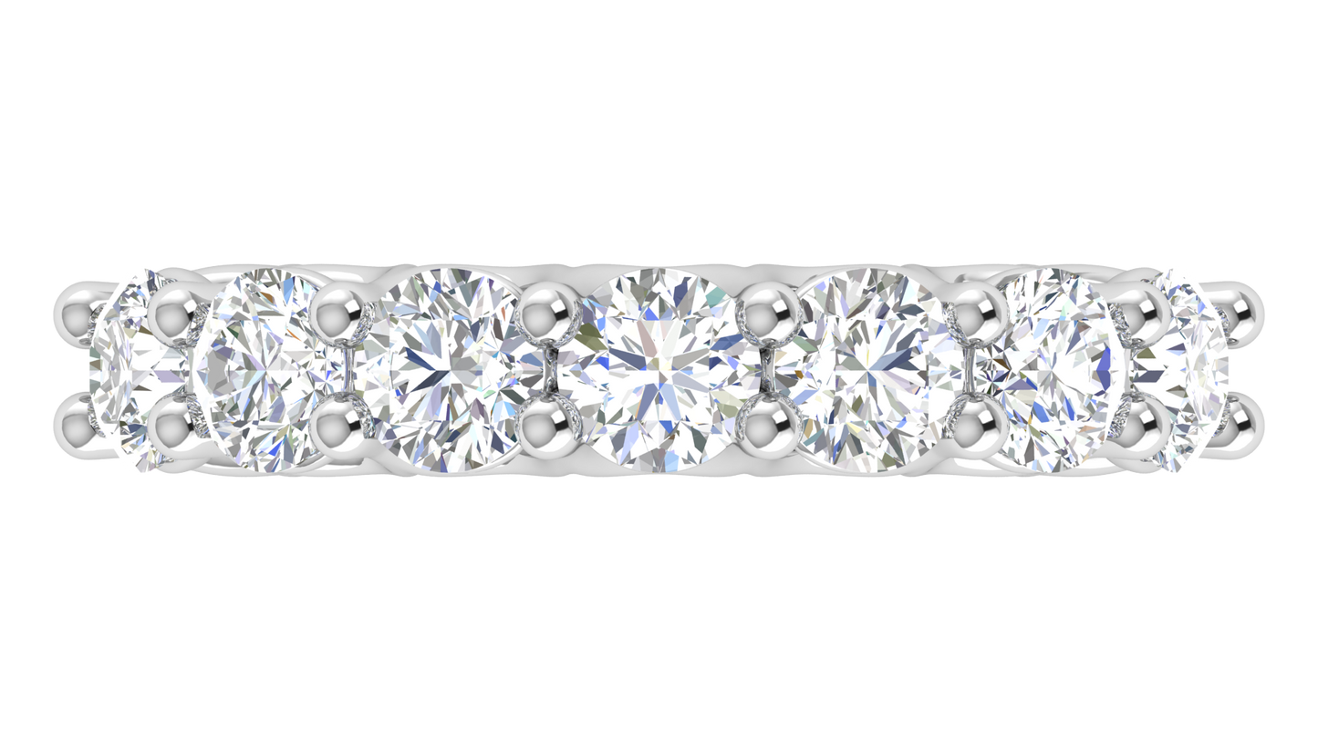2.80 CTW Round Diamond 7 - Stone Wedding Band in 14K White Gold - U - Shape Prong Setting