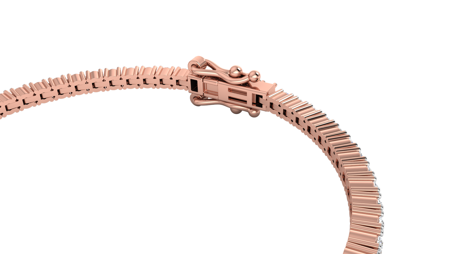 2.26 Ctw Round Brilliant Diamond Tennis Bracelet In 14K Rose Gold