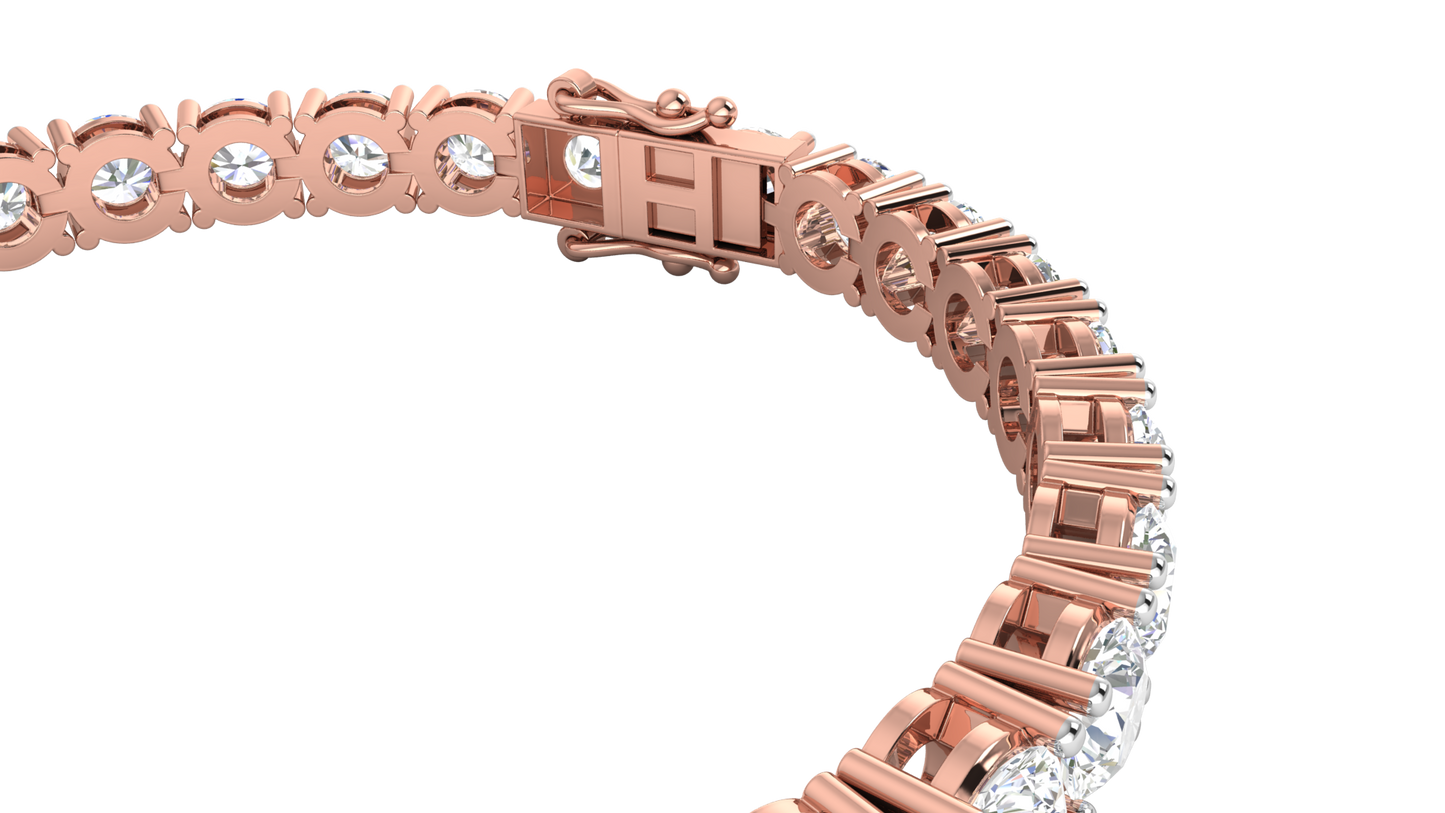 15.50 Ctw Round Brilliant Diamond Tennis Bracelet In 14K Rose Gold