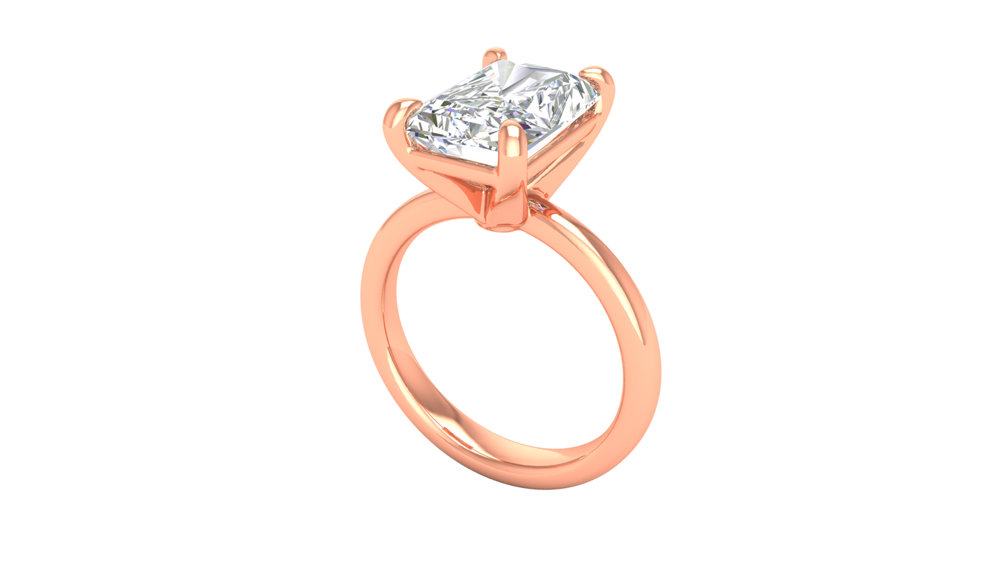 4.00 Ctw Radiant Cut Solitaire Engagement Ring Set In 14K Rose Gold