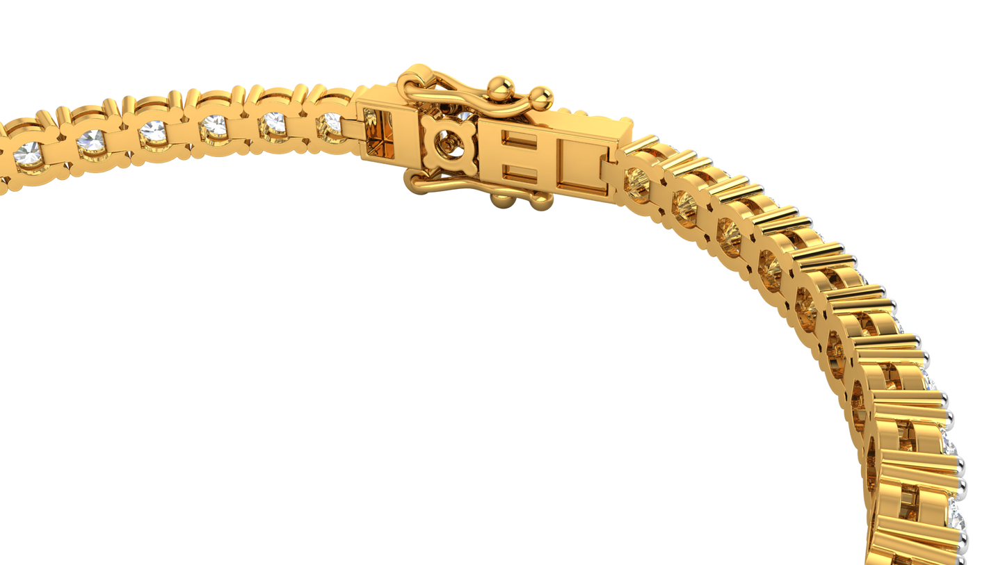 6.48 Ctw Round Brilliant Diamond Tennis Bracelet In 14K Yellow Gold
