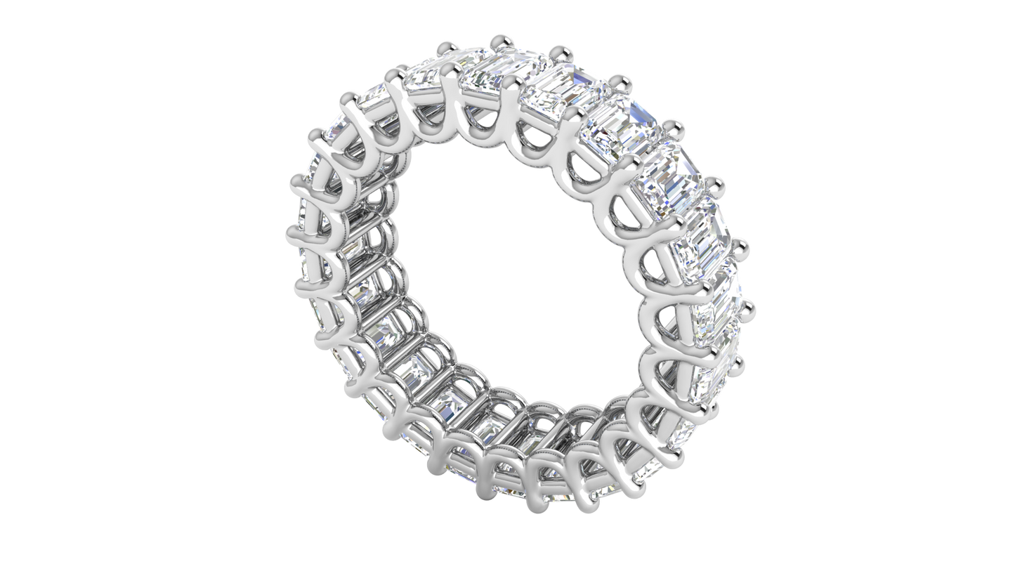 6.90 Ctw Emerald Cut Diamond Eternity Band Set In 14K White Gold