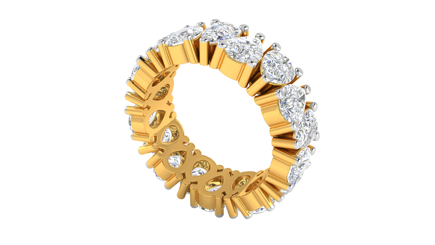 5.40 Ctw Pear Cut Diamond Eternity Band Set In 14K Yellow Gold