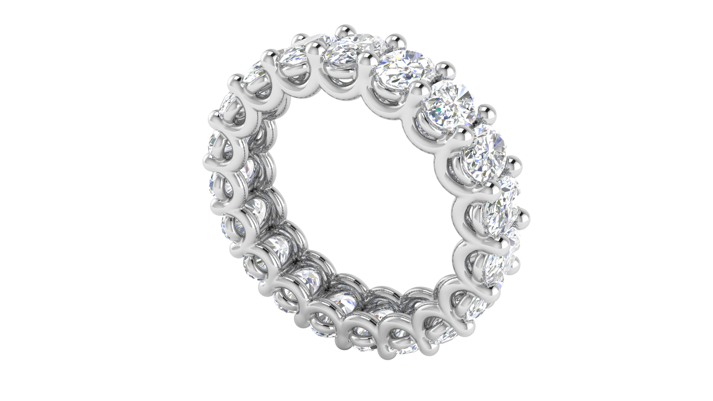 5.70 Ctw Oval Cut Diamond Eternity Band Set In 14K White Gold