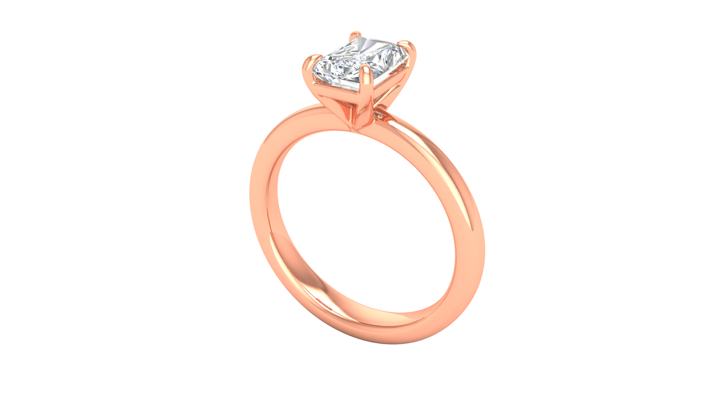 1.00 Ctw Radiant Cut Solitaire Engagement Ring Set In 14K Rose Gold