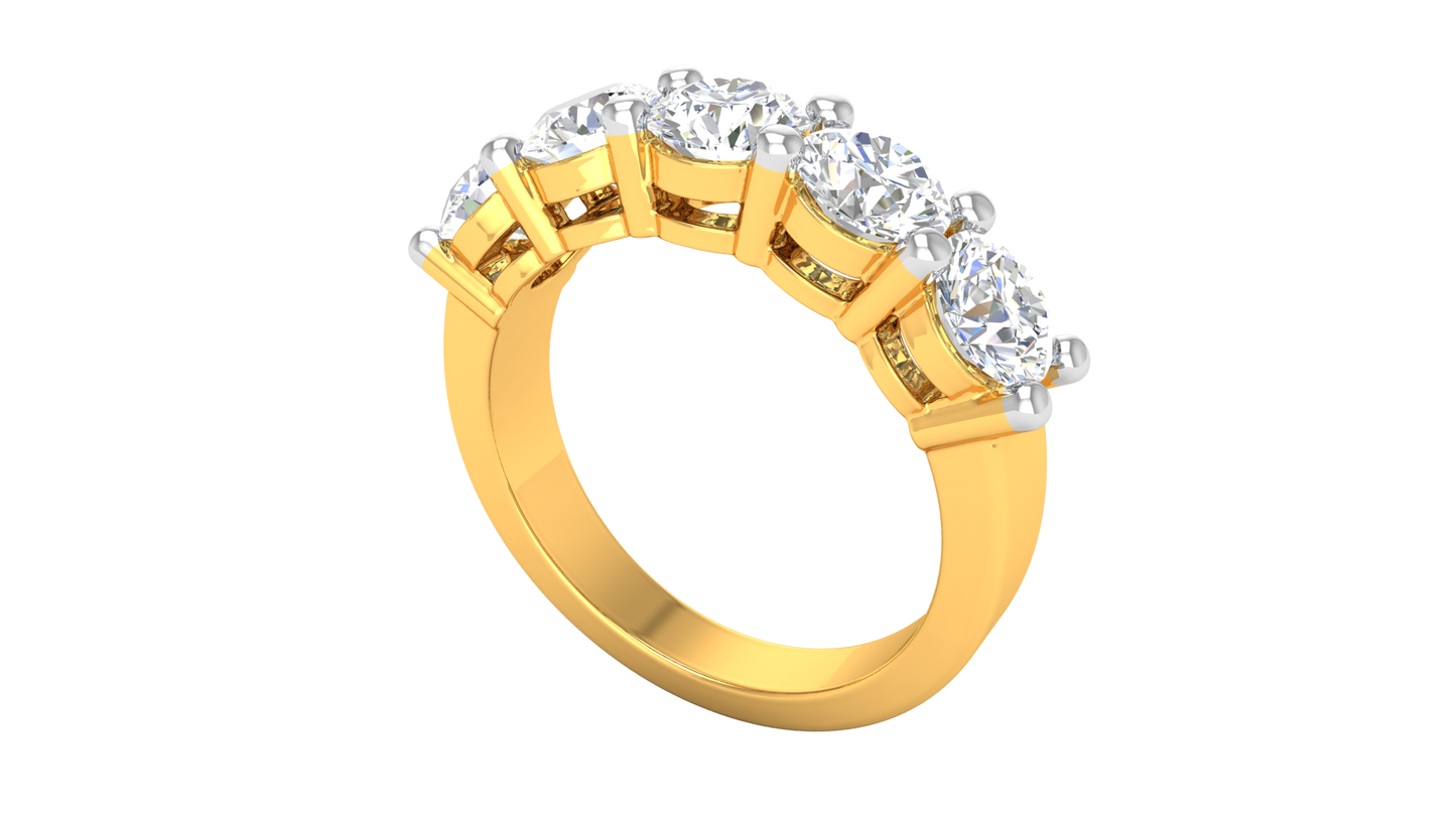 2.50 Ctw Elegant Five-Stone Wedding Band Set In 14K Yellow Gold