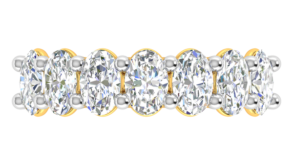 2.80 CTW Oval Cut Diamond 7 - Stone Wedding Band in 14K Yellow Gold - U - Shape Prong Setting