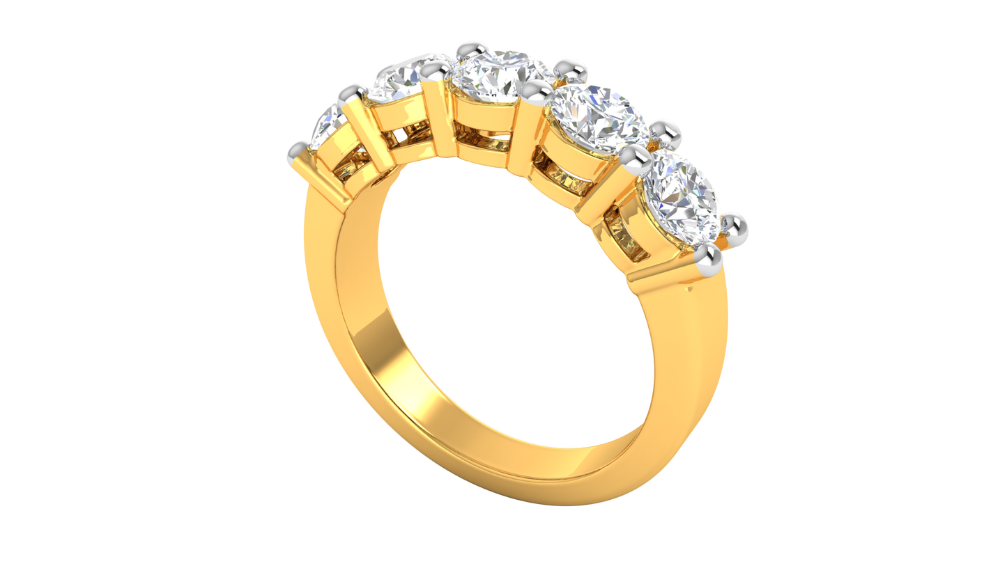 2.00 Ctw Elegant Five-Stone Wedding Band Set In 14K Yellow Gold