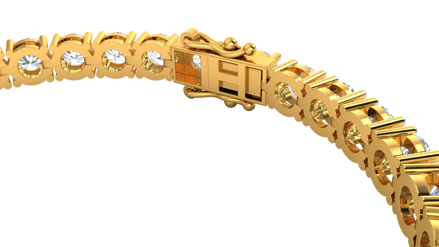 14.00 Ctw Round Brilliant Diamond Tennis Bracelet In 14K Yellow Gold