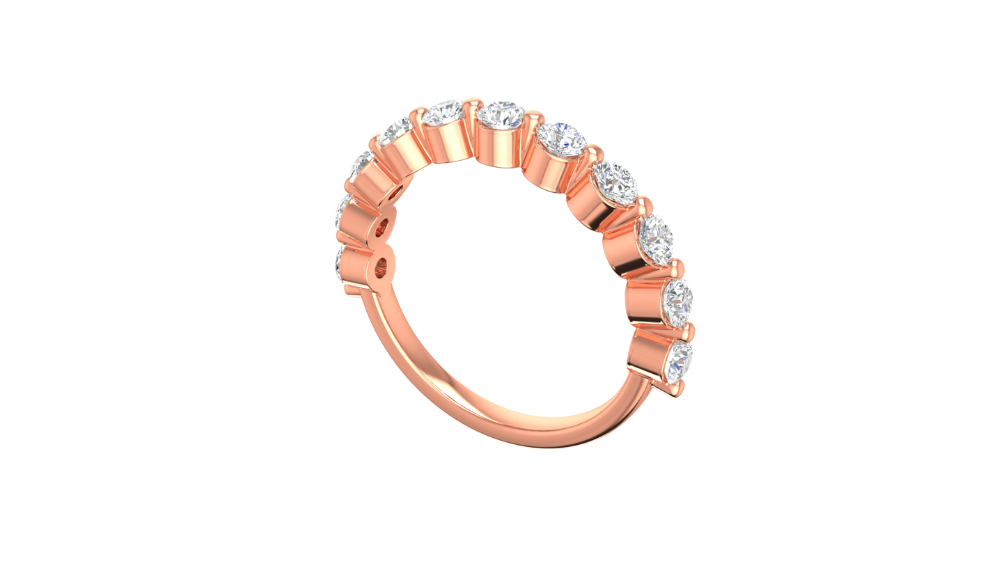 0.88 Ctw Bezal-Set Wedding Band Set In 14K Rose Gold