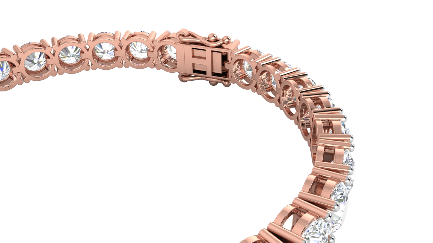 21.00 Ctw Round Brilliant Diamond Tennis Bracelet In 14K Rose Gold