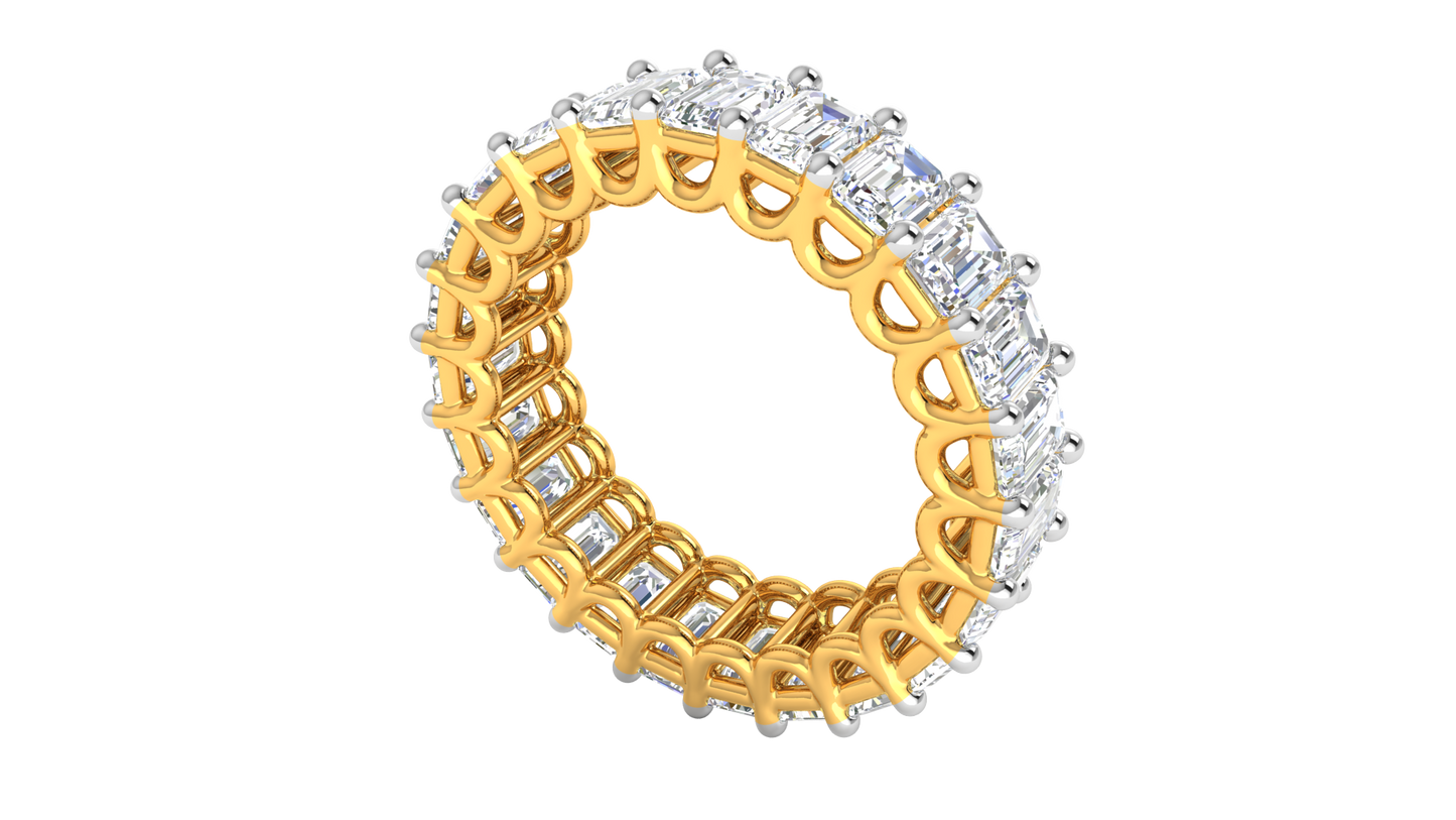6.90 Ctw Emerald Cut Diamond Eternity Band Set In 14K Yellow Gold
