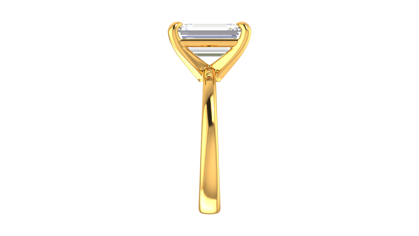 4.00 Ctw Emerald Cut Solitaire Engagement Ring Set In 14K Yellow Gold