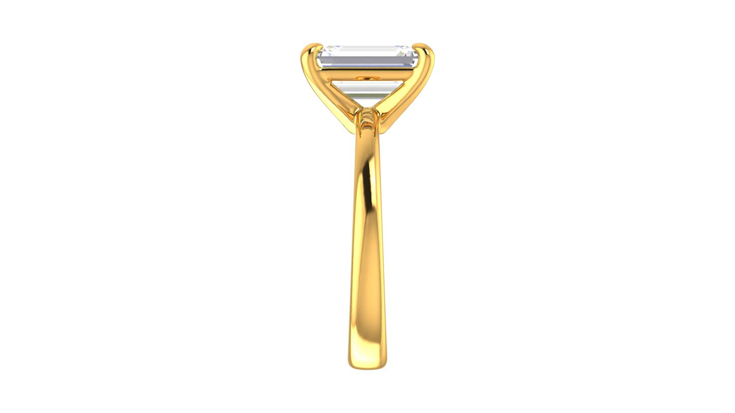 3.00 Ctw Emerald Cut Solitaire Engagement Ring Set In 14K Yellow Gold