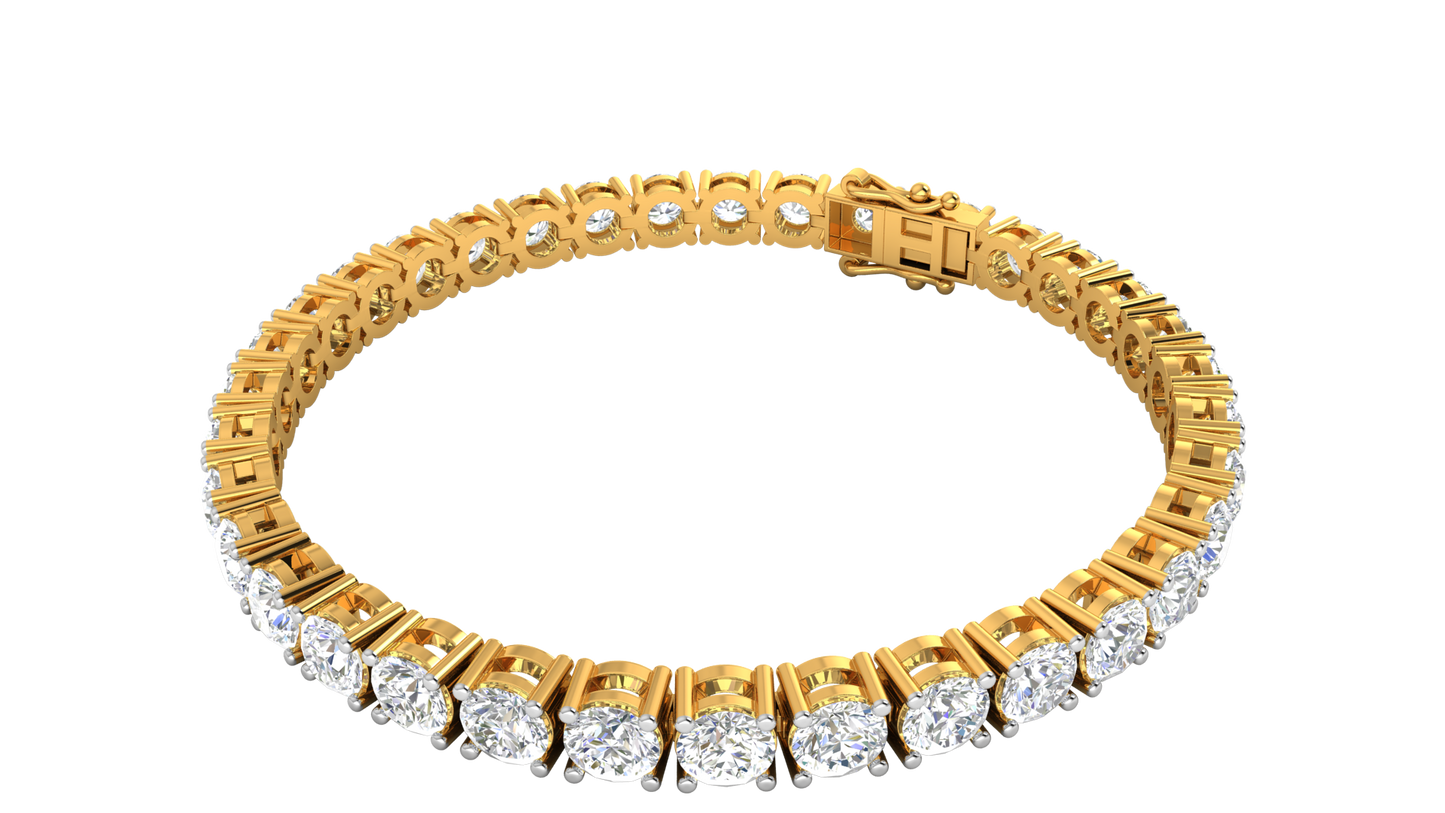 14.00 Ctw Round Brilliant Diamond Tennis Bracelet In 14K Yellow Gold