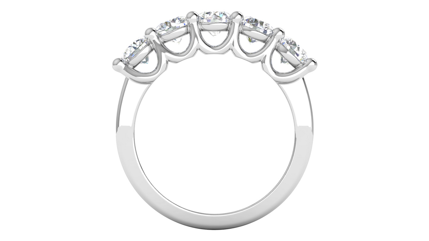 2.00 Ctw Five-Stone Wedding Band With U-Shape Prong Setting In 14K White Gold