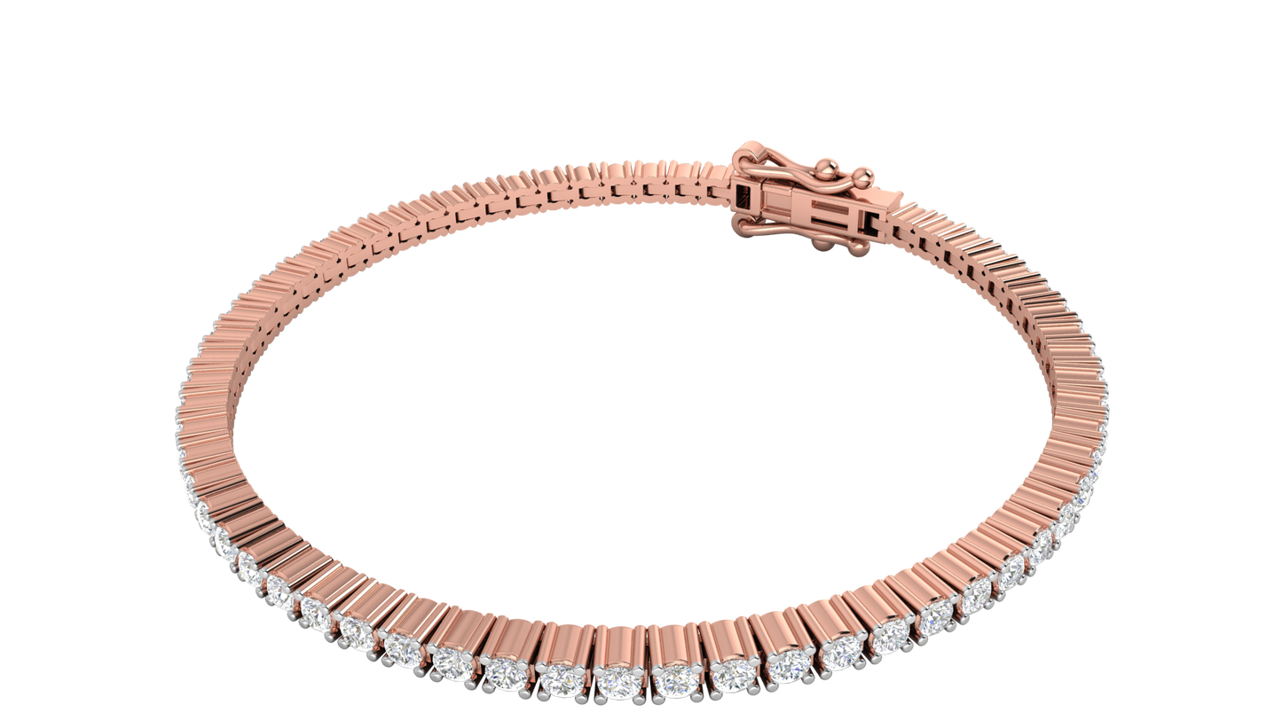 2.26 Ctw Round Brilliant Diamond Tennis Bracelet In 14K Rose Gold