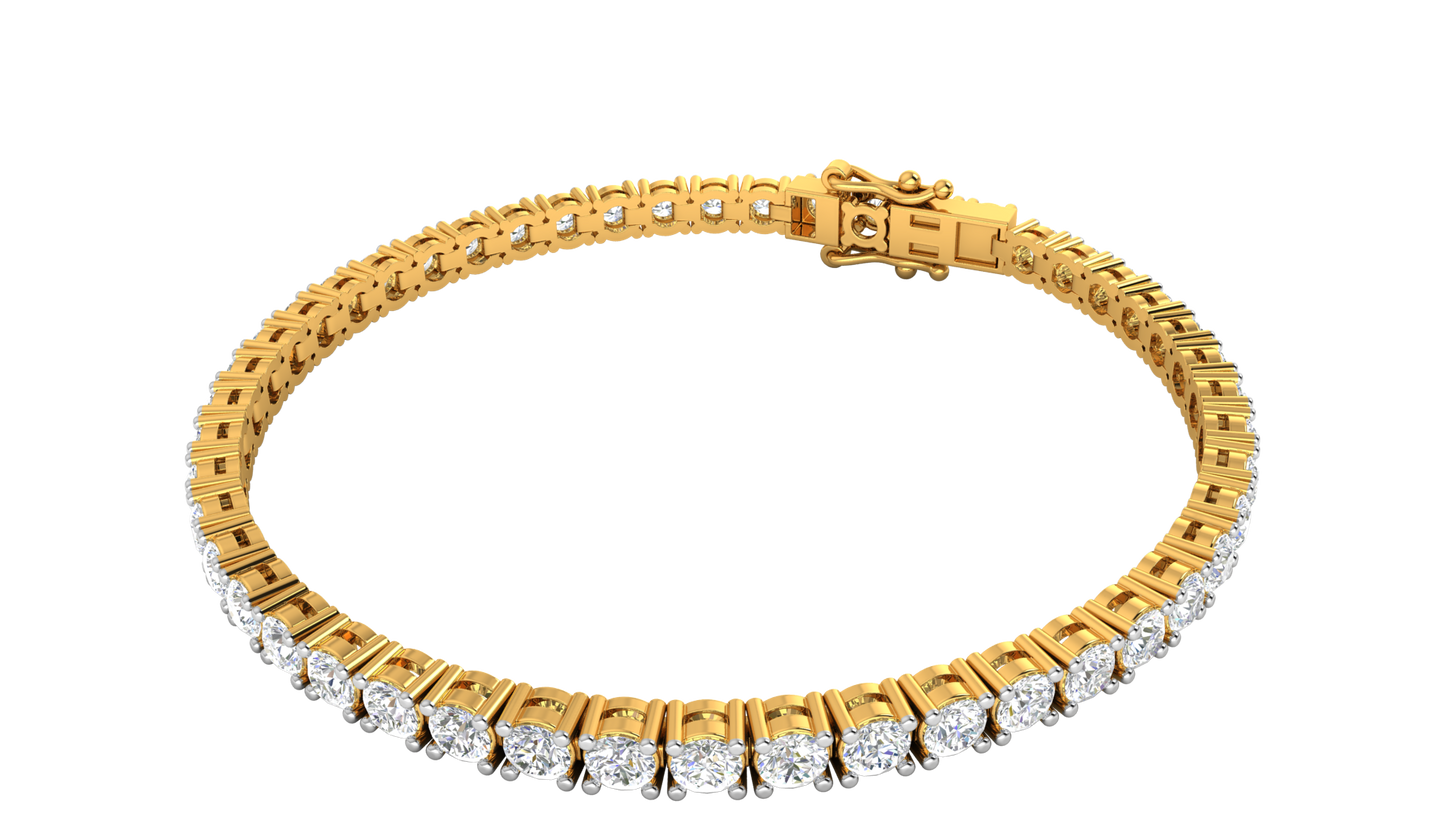 6.48 Ctw Round Brilliant Diamond Tennis Bracelet In 14K Yellow Gold