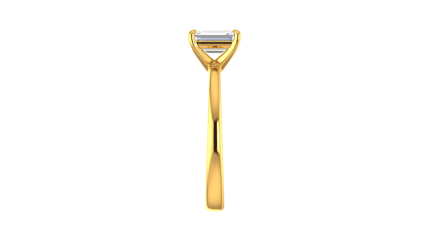 1.00 Ctw Emerald Cut Solitaire Engagement Ring Set In 14K Yellow Gold