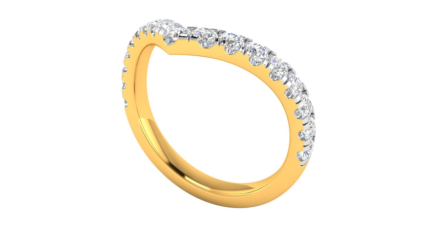 0.68 Ctw Elegant Diamond Chevron Ring Set In 14K Yellow Gold
