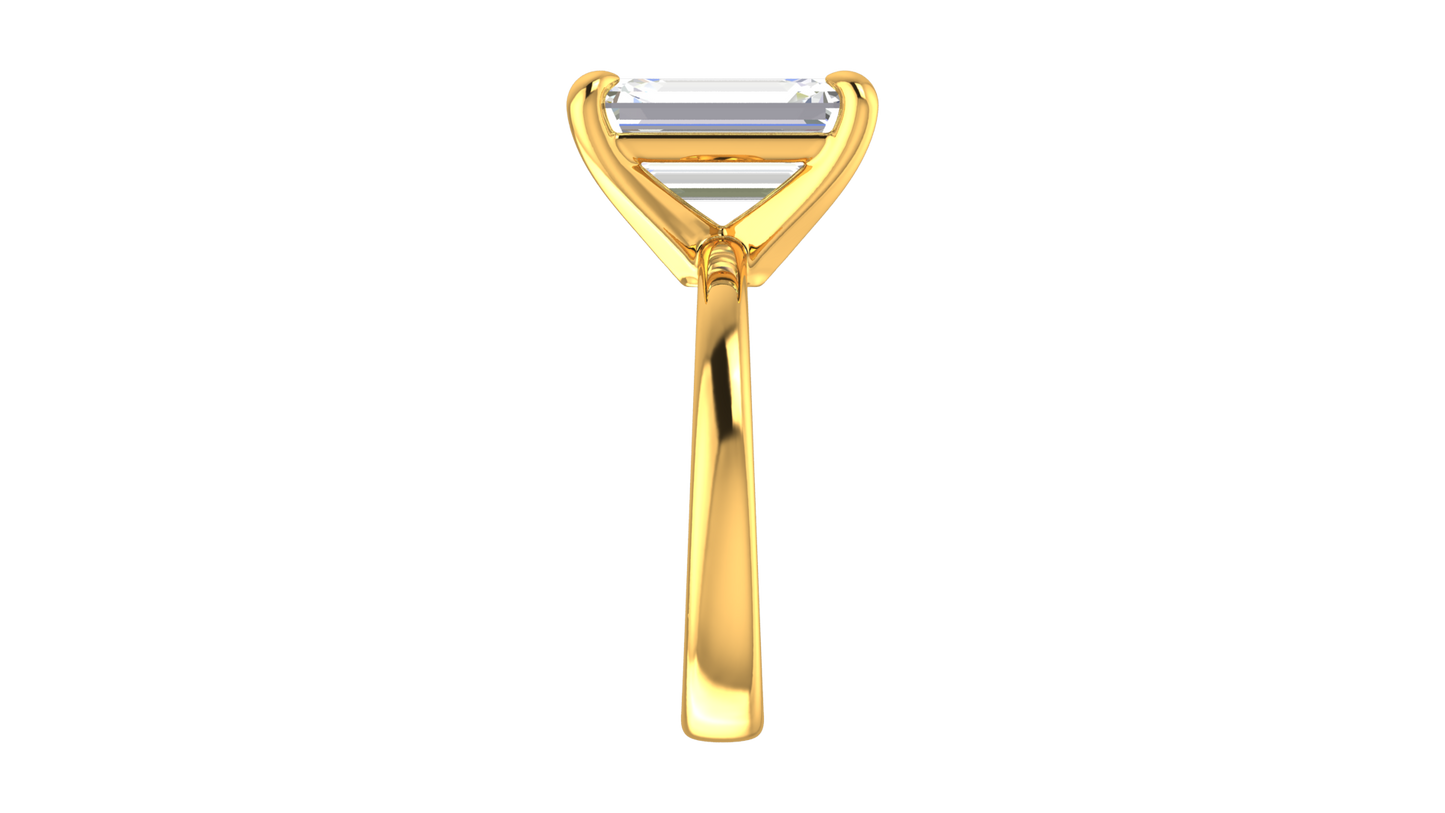5.00 Ctw Emerald Cut Solitaire Engagement Ring Set In 14K Yellow Gold