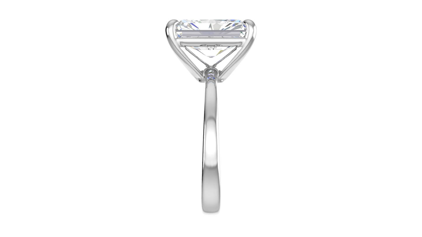 5.00 Ctw Radiant Cut Solitaire Engagement Ring Set In 14K White Gold