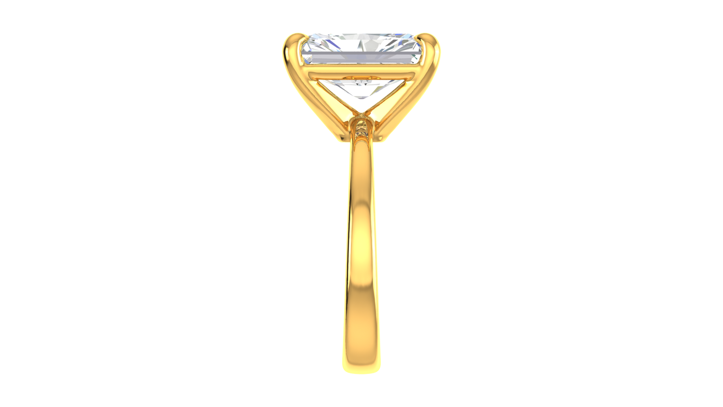 5.00 Ctw Radiant Cut Solitaire Engagement Ring Set In 14K Yellow Gold
