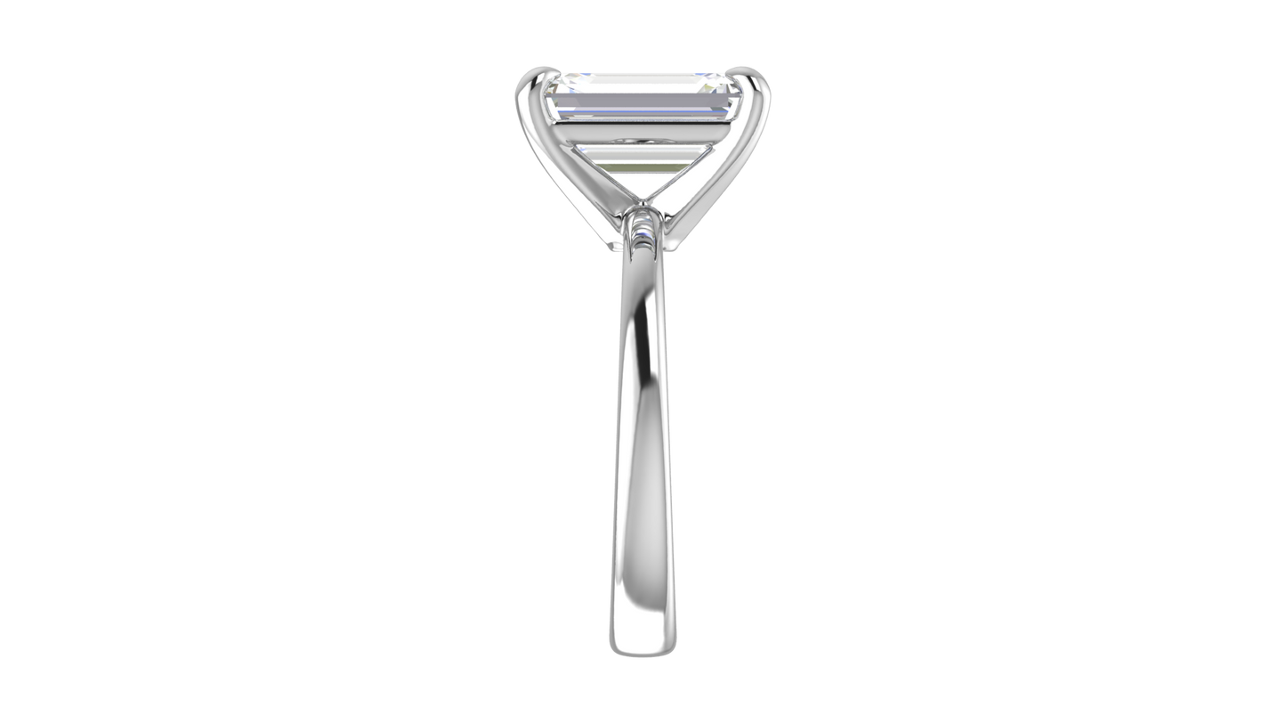 4.00 Ctw Emerald Cut Solitaire Engagement Ring Set In 14K White Gold