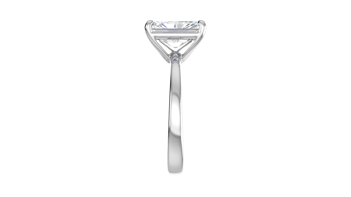 3.00 Ctw Radiant Cut Solitaire Engagement Ring Set In 14K White Gold