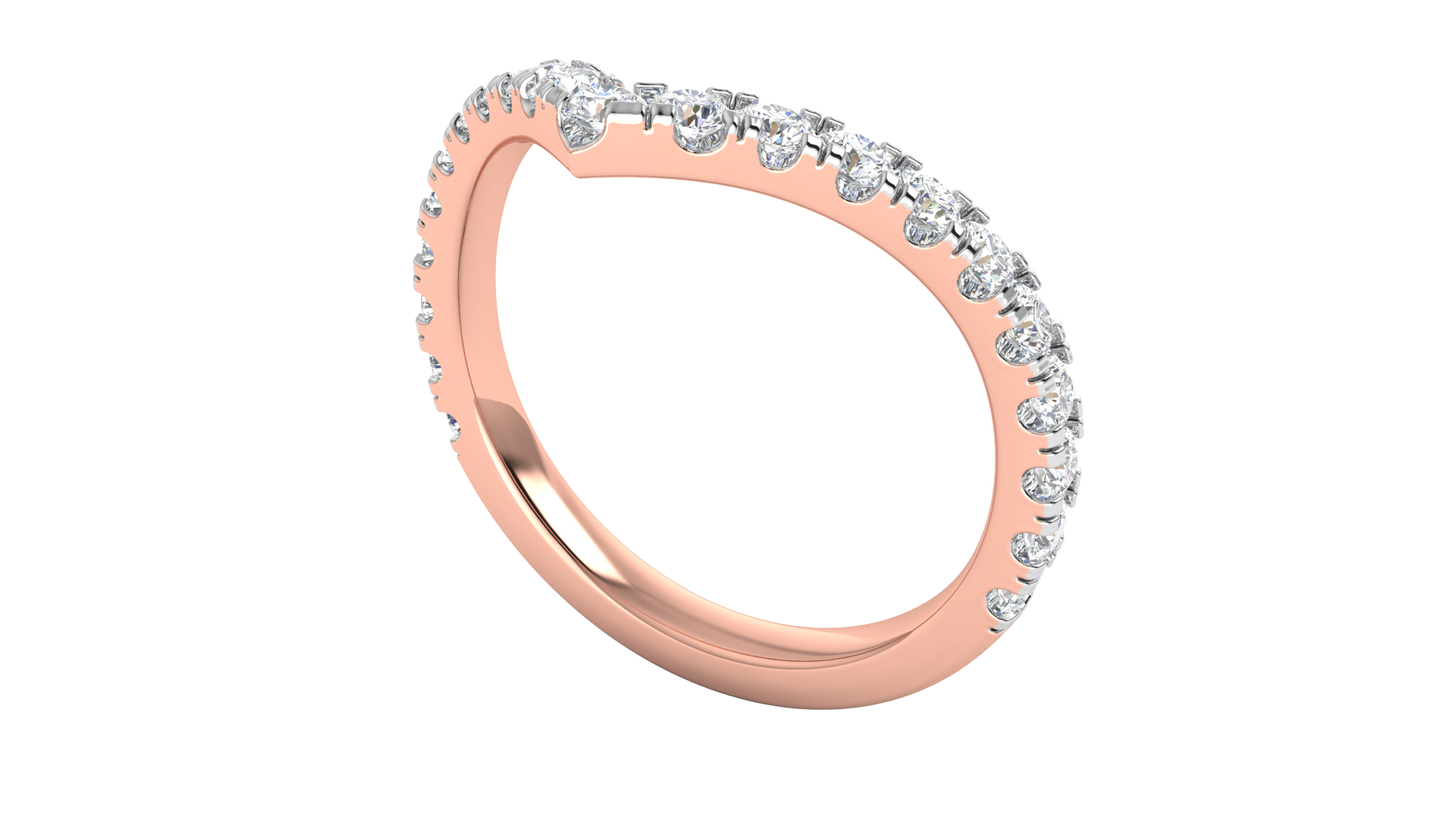 0.63 Ctw Elegant Diamond Chevron Ring Set In 14K Rose Gold