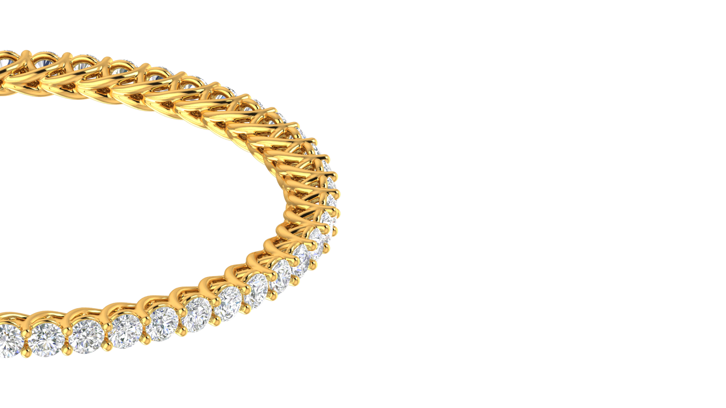 25.00 Ctw Round Cut Diamond Bangle | Twisted Rope Diamond Eternity Bangle Set In Luxury 18K Yellow Gold