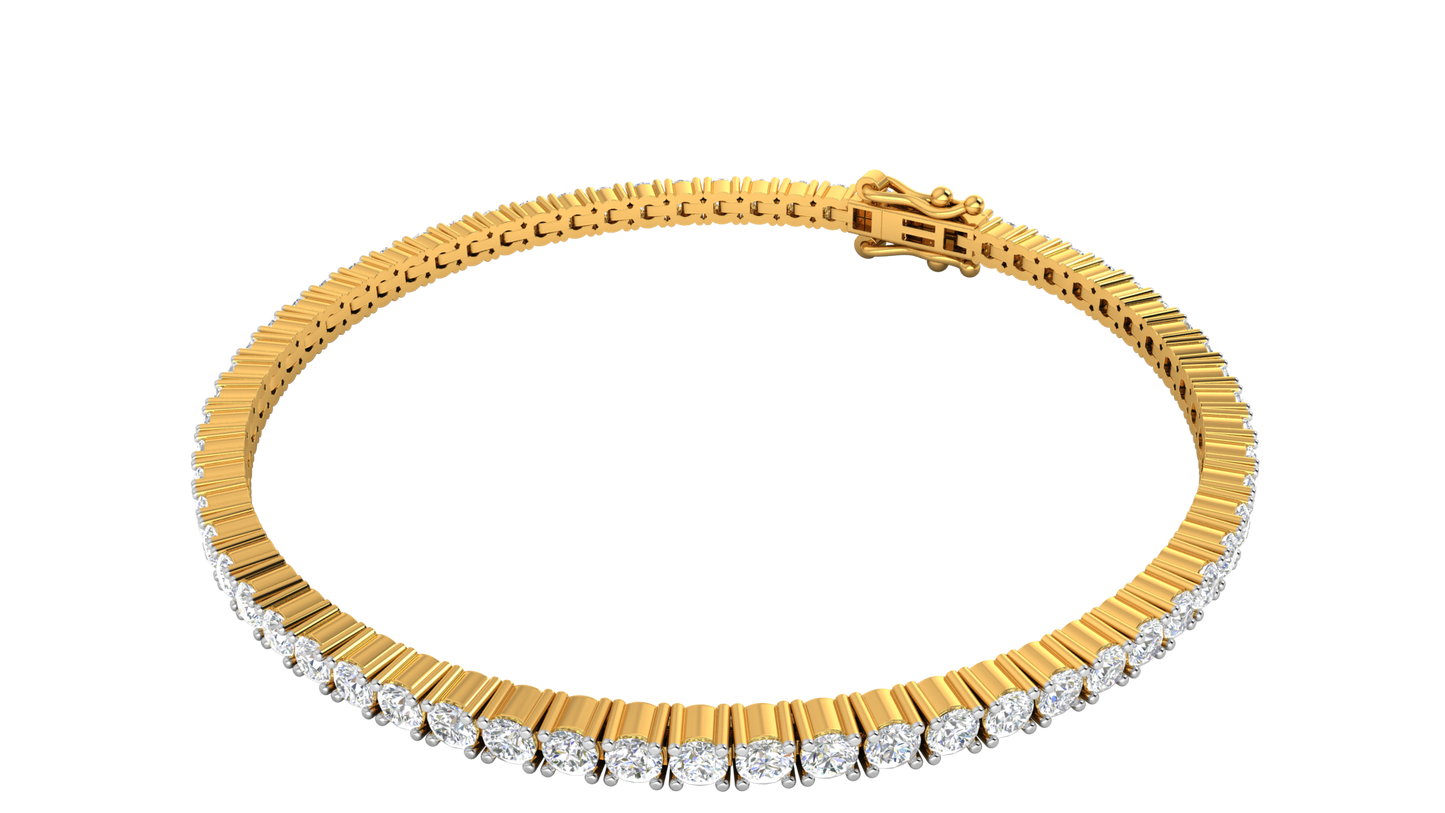 4.80 Ctw Round Brilliant Diamond Tennis Bracelet In 14K Yellow Gold