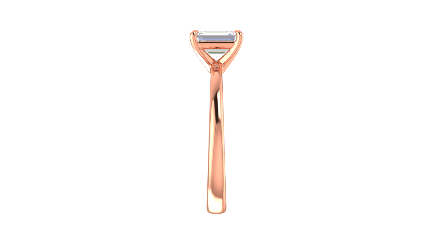 1.00 Ctw Emerald Cut Solitaire Engagement Ring Set In 14K Rose Gold