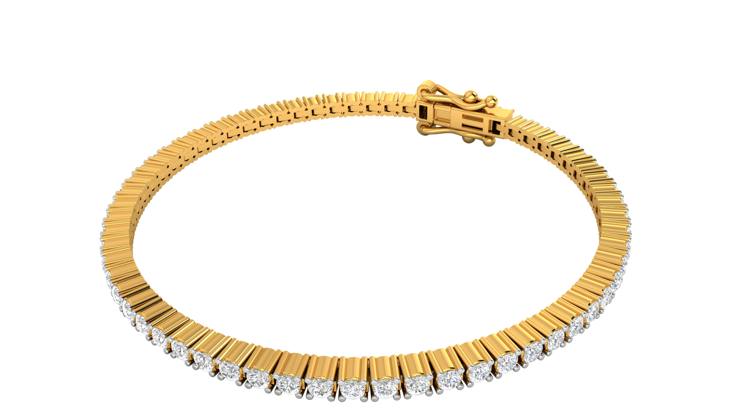 2.26 Ctw Round Brilliant Diamond Tennis Bracelet In 14K Yellow Gold