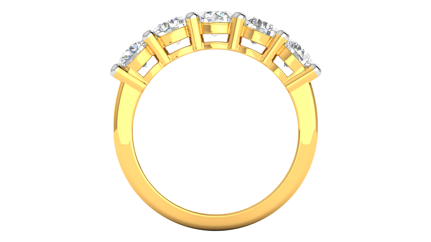 2.00 Ctw Elegant Five-Stone Wedding Band Set In 14K Yellow Gold