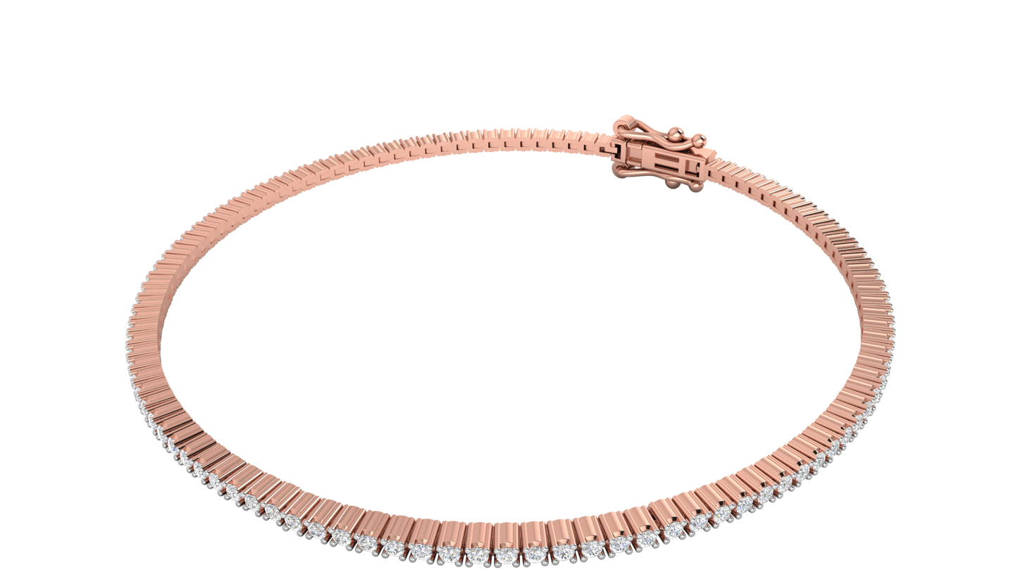 1.08 Ctw Round Brilliant Diamond Tennis Bracelet In 14K Rose Gold